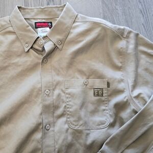 Wolverine Flame Resistant FR Shirt Mens XL Khaki Tan Milliken ATPV 9.2 HRC 2 L/S